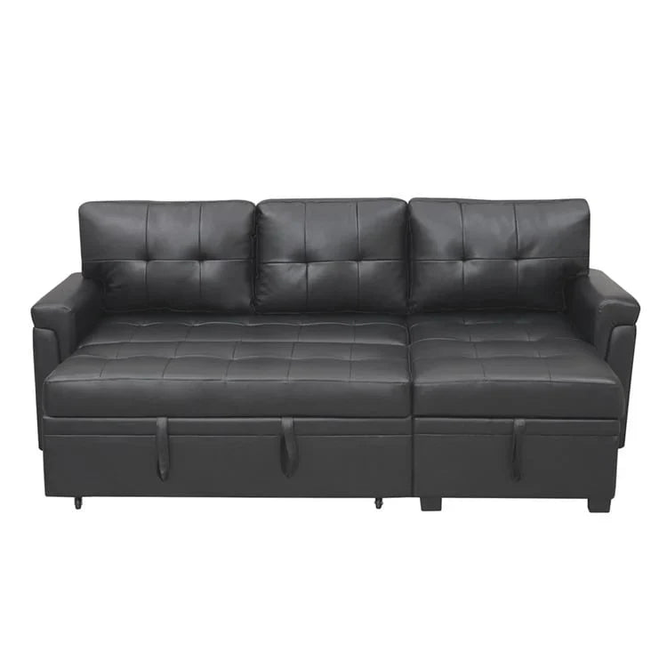 Canapé sectionnel convertible réversible avec lit escamotable, méridienne de rangement dissimulée et pieds durables