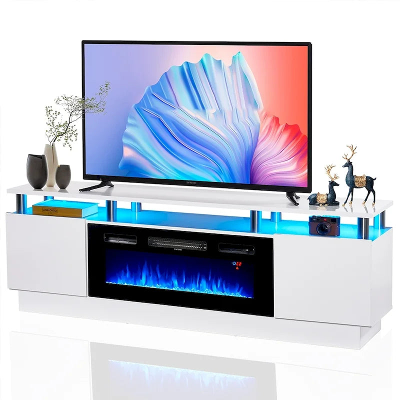 Meuble TV cheminée 70 avec cheminée électrique 36