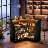 Cabinet bar en L avec porte-verres à pied pour pub à domicile