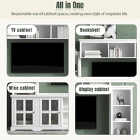 Meuble mural multimédia avec pont, portes en verre trempé pour TV jusqu'à 70
