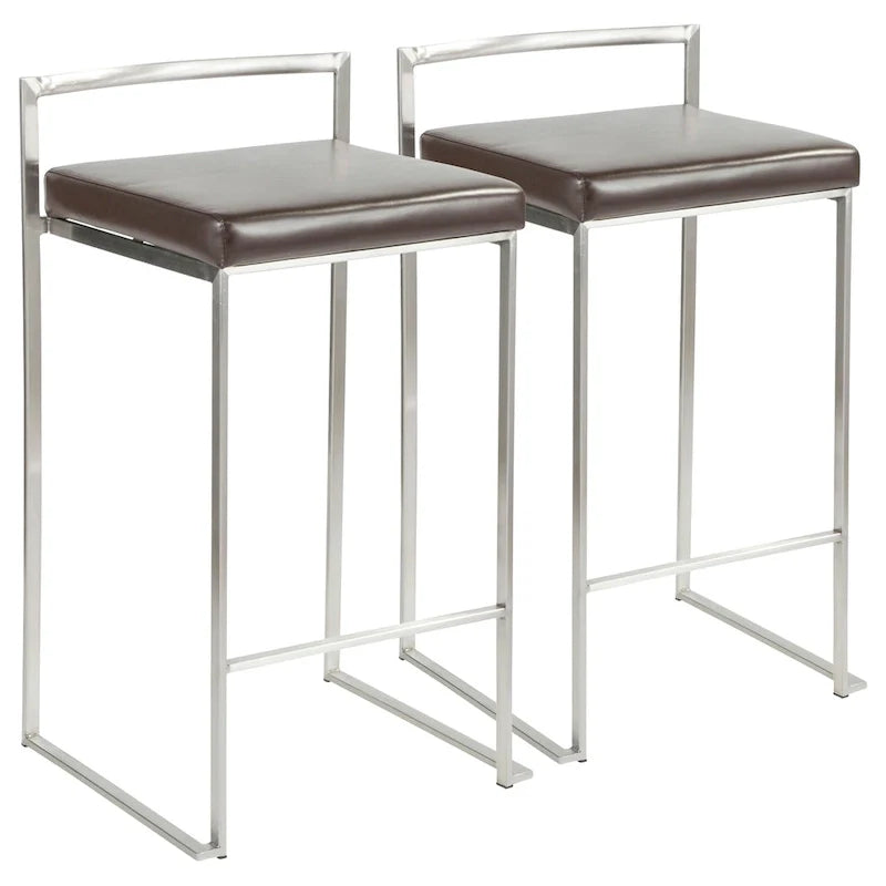 Silver Orchid Forrest Tabouret de comptoir empilable entièrement soudé en acier inoxydable (lot de 2)