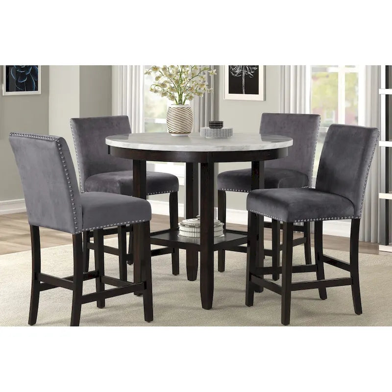 New Classic Furniture Reginald Ensemble de comptoir rond 5 pièces