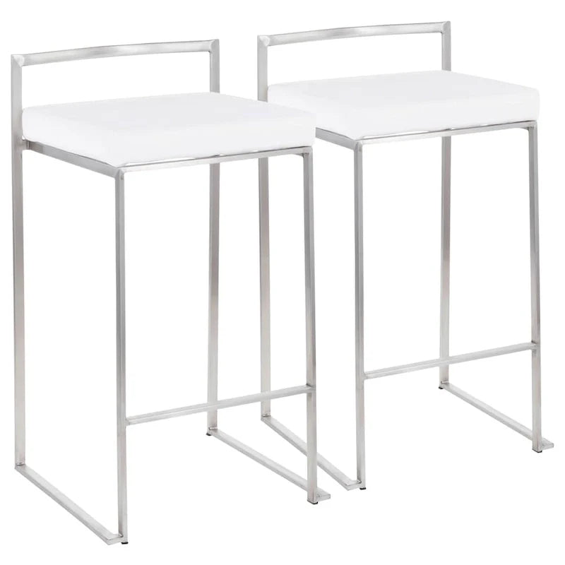 Silver Orchid Forrest Tabouret de comptoir empilable entièrement soudé en acier inoxydable (lot de 2)