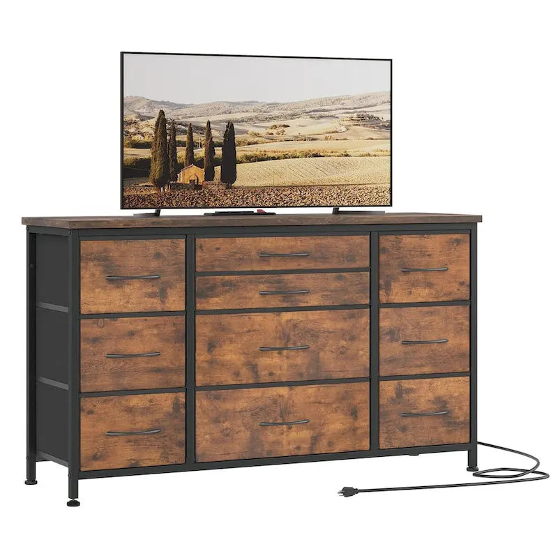 Commode de chambre avec 10 grands tiroirs pour meuble TV long 55 - 55 pouces