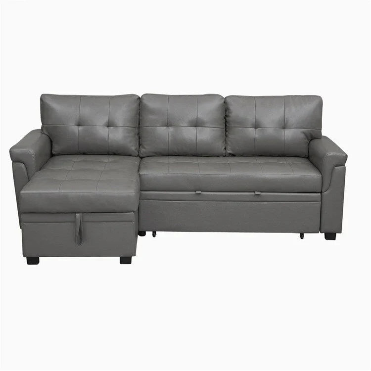 Canapé sectionnel convertible réversible avec lit escamotable, méridienne de rangement dissimulée et pieds durables