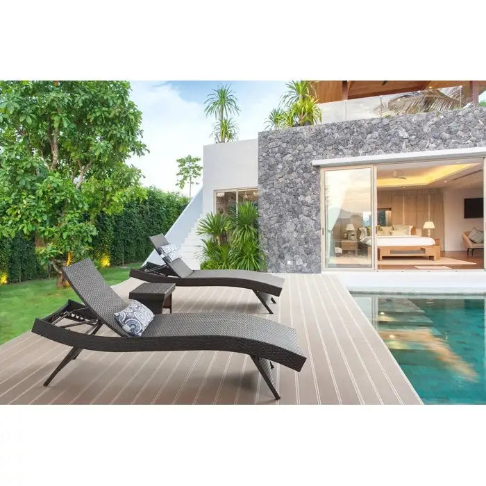 Chaise longue en osier toutes saisons - lot de 2