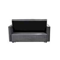 Causeuse de futon moderne en velours avec dossier inclinable et poches, 2 places – Gris foncé / Gris clair / Bleu / Noir