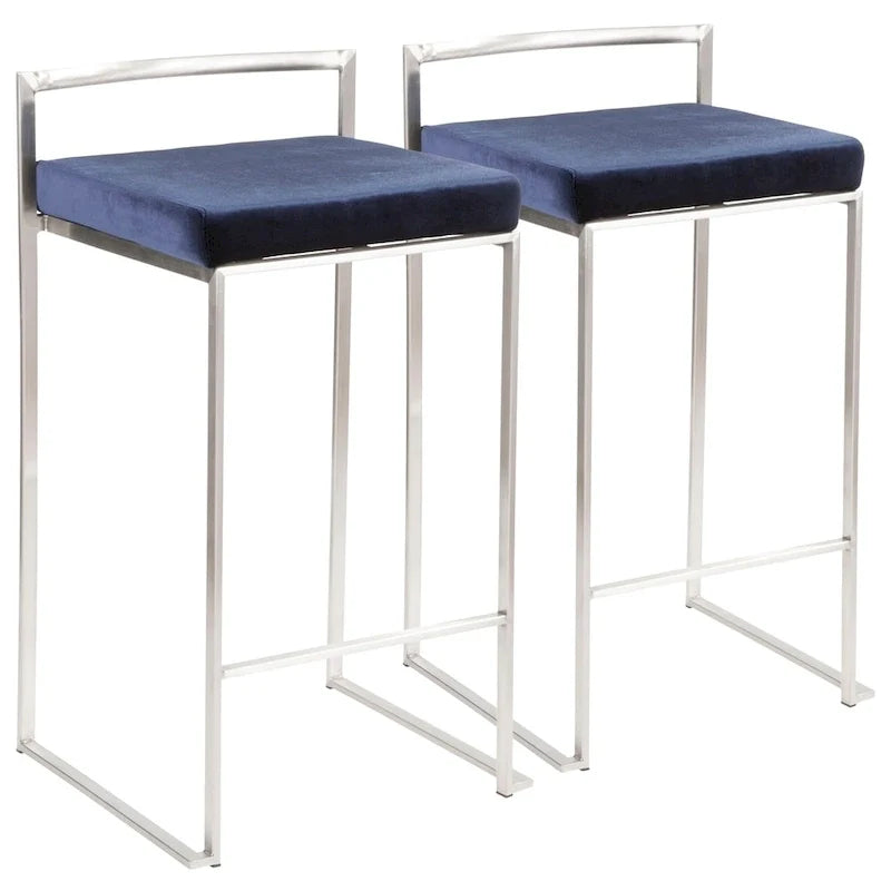Silver Orchid Forrest Tabouret de comptoir empilable entièrement soudé en acier inoxydable (lot de 2)