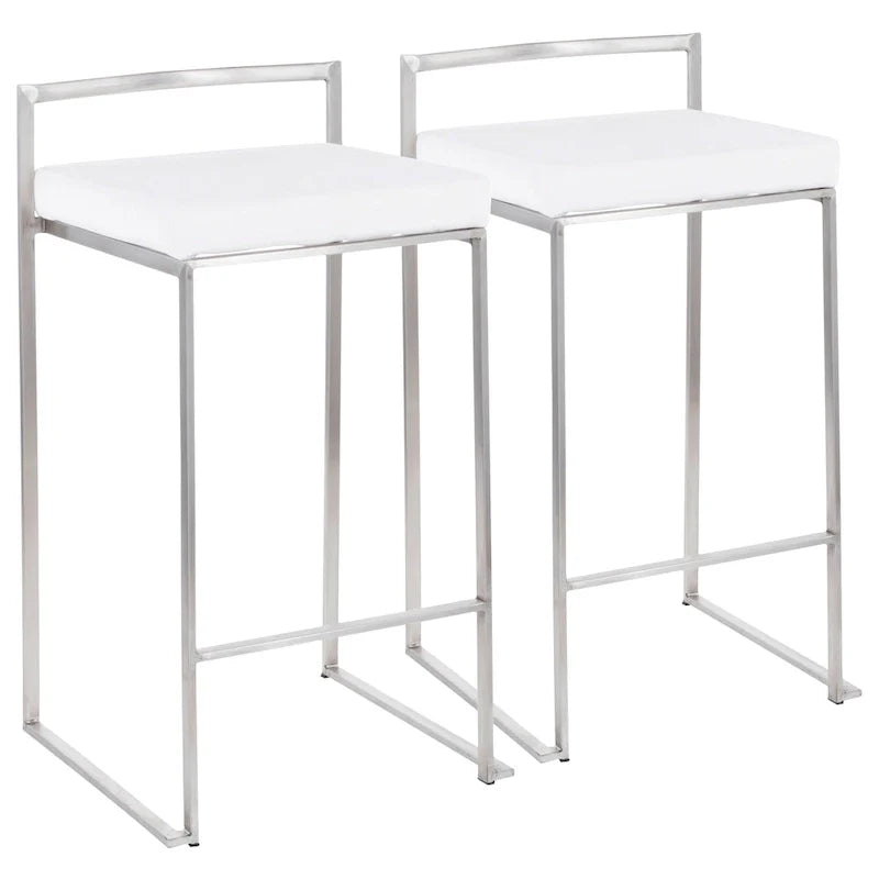 Silver Orchid Forrest Tabouret de comptoir empilable entièrement soudé en acier inoxydable (lot de 2)