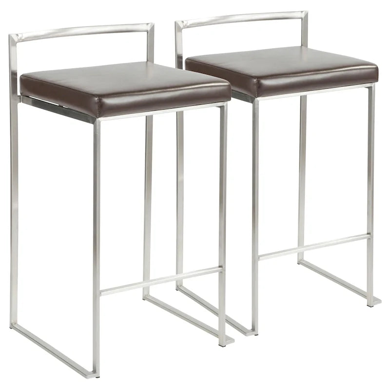Silver Orchid Forrest Tabouret de comptoir empilable entièrement soudé en acier inoxydable (lot de 2)