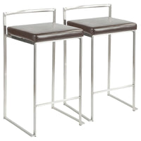 Tabouret de comptoir Silver Orchid Forrest en acier inoxydable empilable et entièrement soudé (lot de 2)