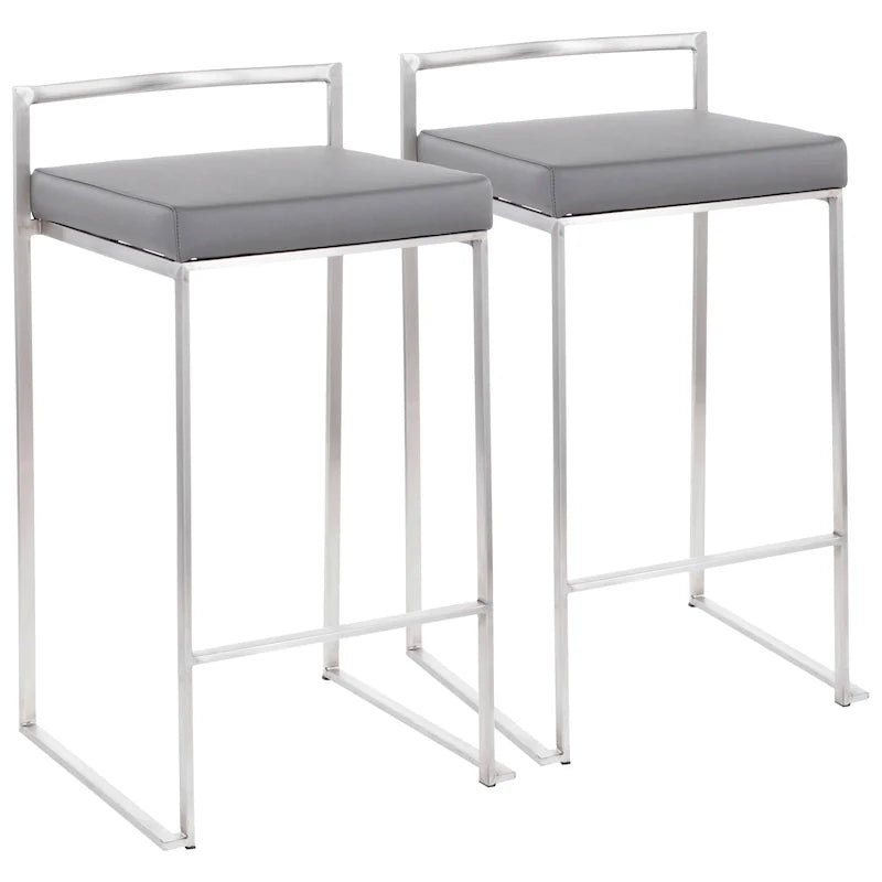 Silver Orchid Forrest Tabouret de comptoir empilable entièrement soudé en acier inoxydable (lot de 2)
