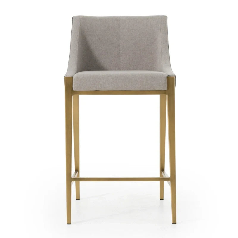 Modrest Fairview Tabouret de comptoir contemporain gris et laiton