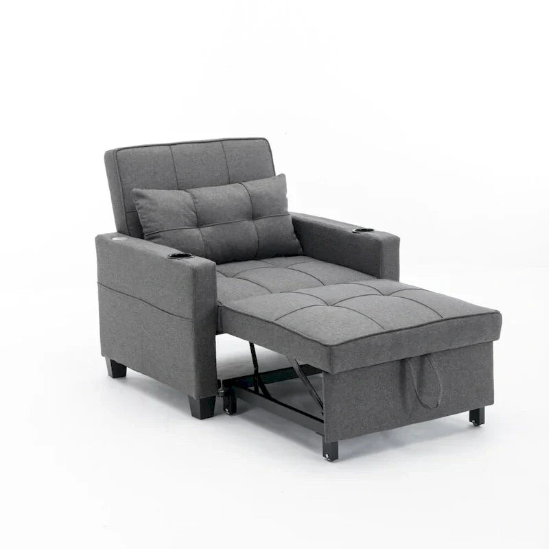 Chaise futon convertible 3-en-1, chaises-lits escamotables avec ports USB