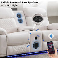 Canapé inclinable électrique avec chargeur sans fil, liseuse, lumière LED pour salon, similicuir, port AC/USB, porte-gobelet, noir
