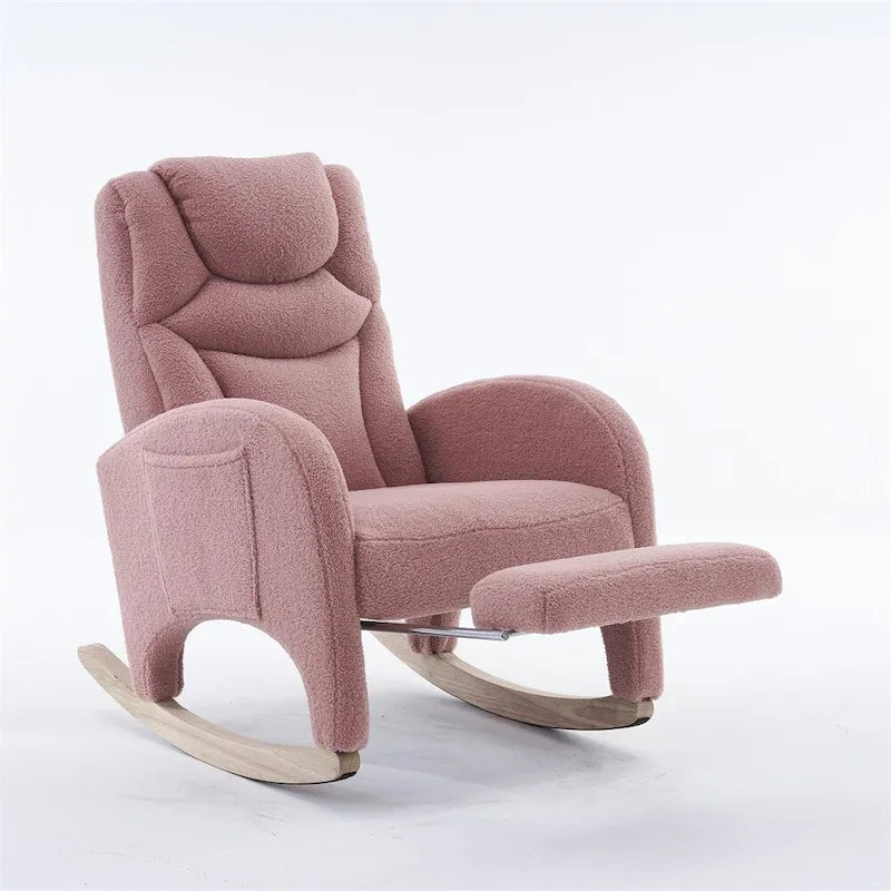 Fauteuil à Bascule d'Allaitement Ergonomique en Tissu avec Repose-Pieds Réglable