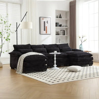 Canapé Sectionnel Canapé Nuage pour Salon, Canapé Moderne Forme U en Chenille/Bouclette, Canapé-Lit Modulable Confortable avec Double Méridienne