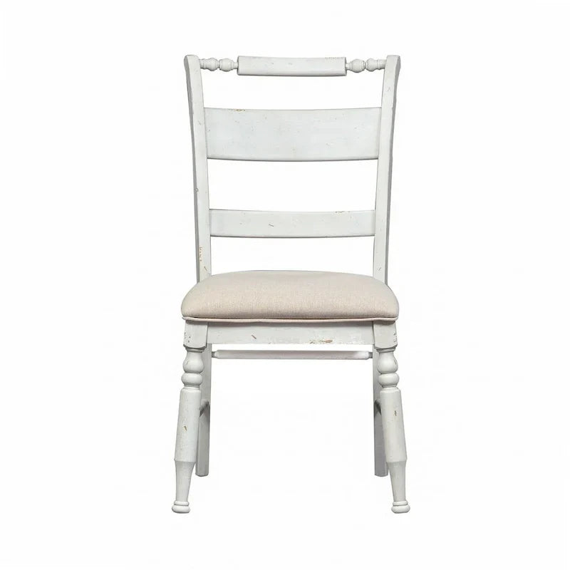 Whitney - Chaise en lin antique à dossier à lattes (lot de 2)