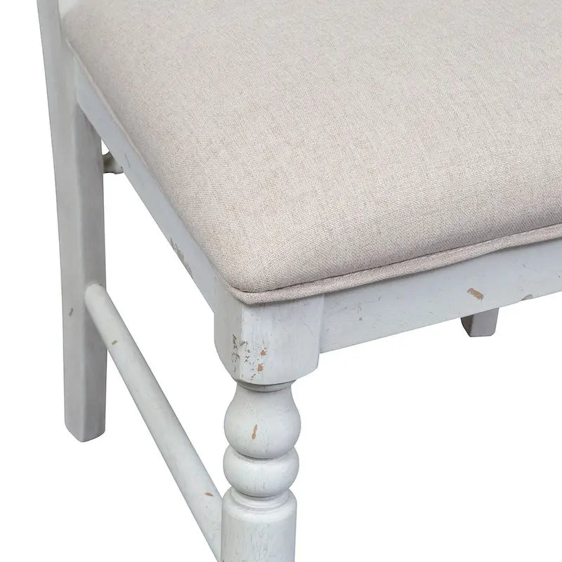 Whitney - Chaise en lin antique à dossier à lattes (lot de 2)