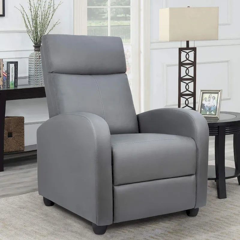 Fauteuil inclinable en simili cuir PU, marron / noir / gris / kaki / rouge / beige, simple