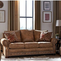 Canapé-lit Rancho rustique en tissu marron daim - 37 x 86 x 40