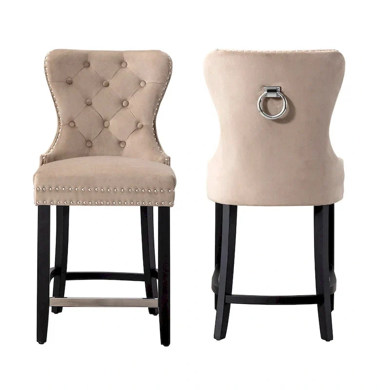 Carter 24 Tabouret de comptoir capitonné à dossier en aile et clous décoratifs (lot de 2)