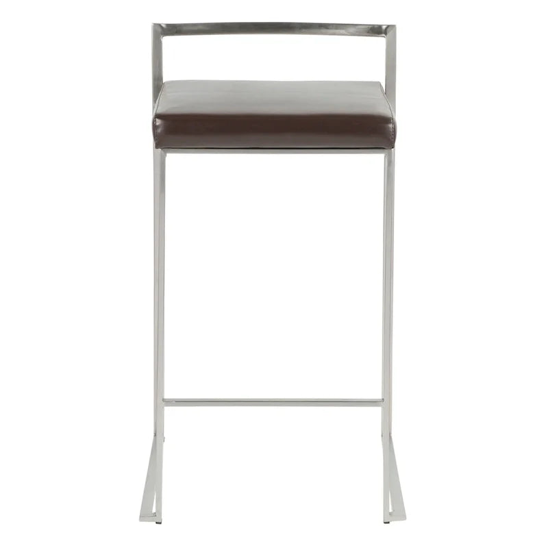 Silver Orchid Forrest Tabouret de comptoir empilable entièrement soudé en acier inoxydable (lot de 2)