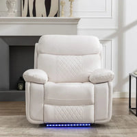 Canapé inclinable électrique avec chargeur sans fil, liseuse, lumière LED pour salon, similicuir, port AC/USB, porte-gobelet, noir