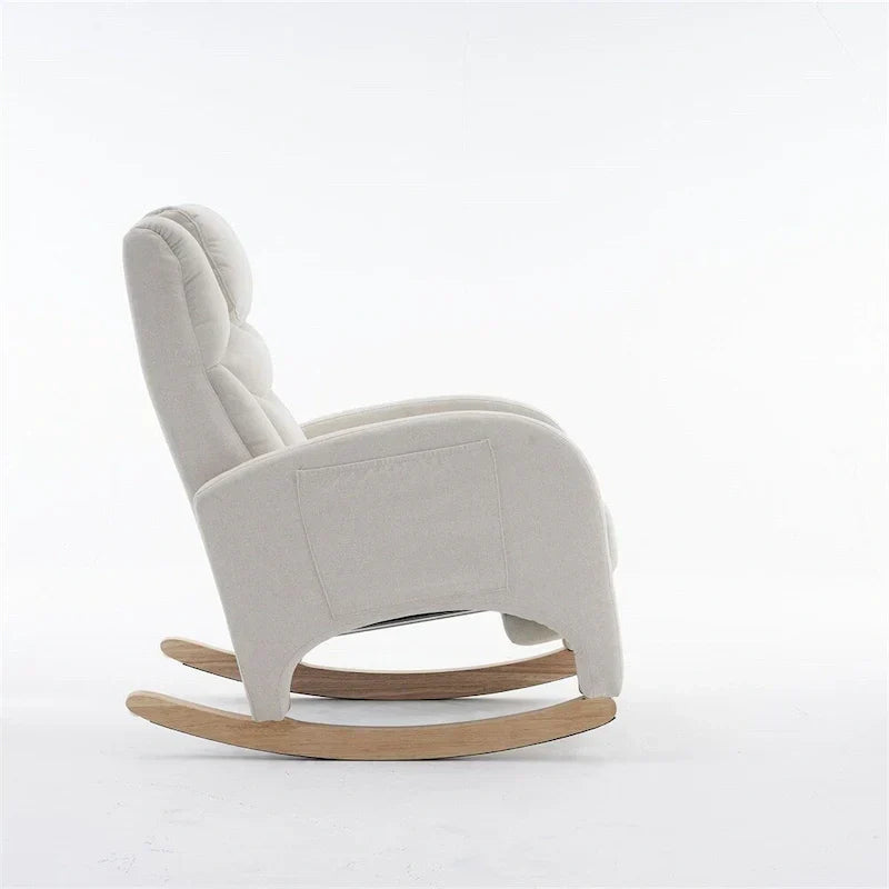 Fauteuil à Bascule d'Allaitement Ergonomique en Tissu avec Repose-Pieds Réglable