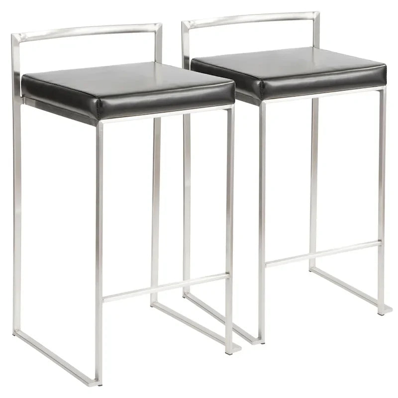 Silver Orchid Forrest Tabouret de comptoir empilable entièrement soudé en acier inoxydable (lot de 2)