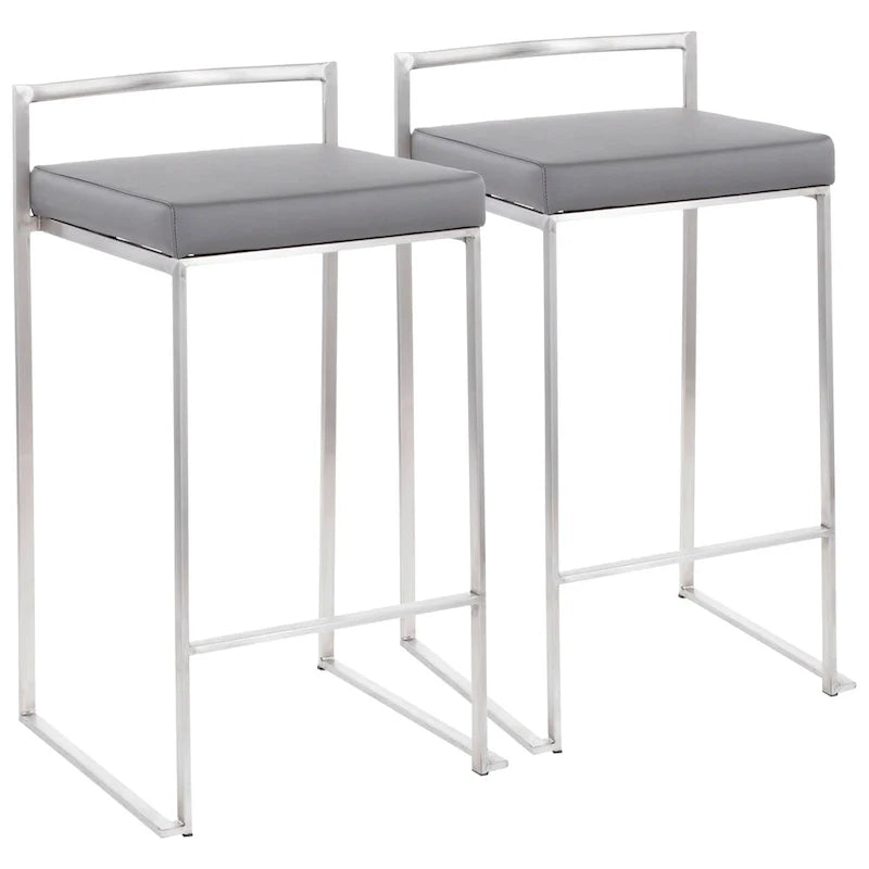 Silver Orchid Forrest Tabouret de comptoir empilable entièrement soudé en acier inoxydable (lot de 2)