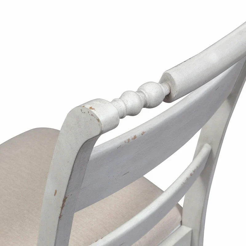 Whitney - Chaise en lin antique à dossier à lattes (lot de 2)