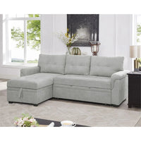 Canapé sectionnel convertible réversible avec lit escamotable, méridienne de rangement dissimulée et pieds durables