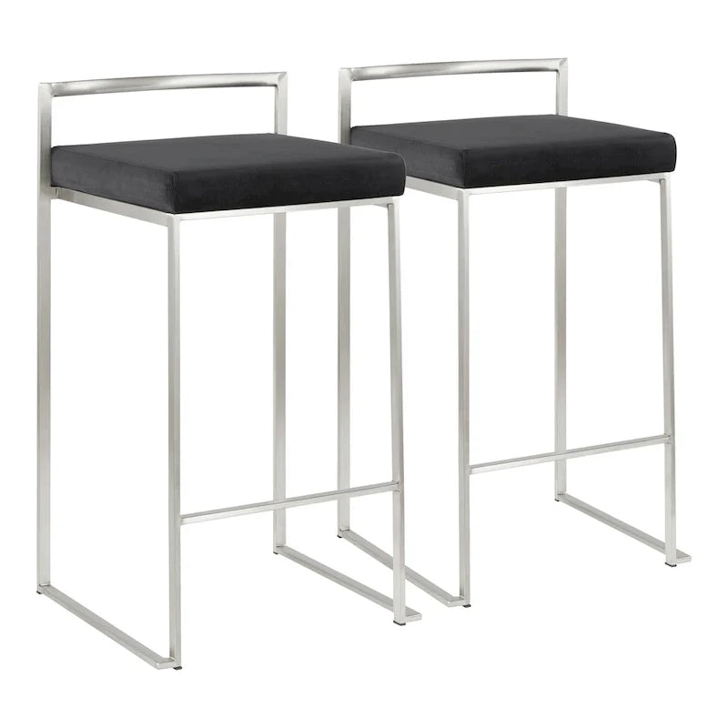 Silver Orchid Forrest Tabouret de comptoir empilable entièrement soudé en acier inoxydable (lot de 2)