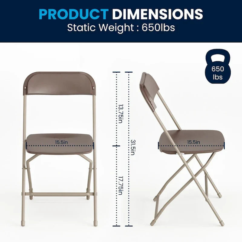 Chaise pliante en plastique - lot de 10, capacité 650LB - chaise d'événement