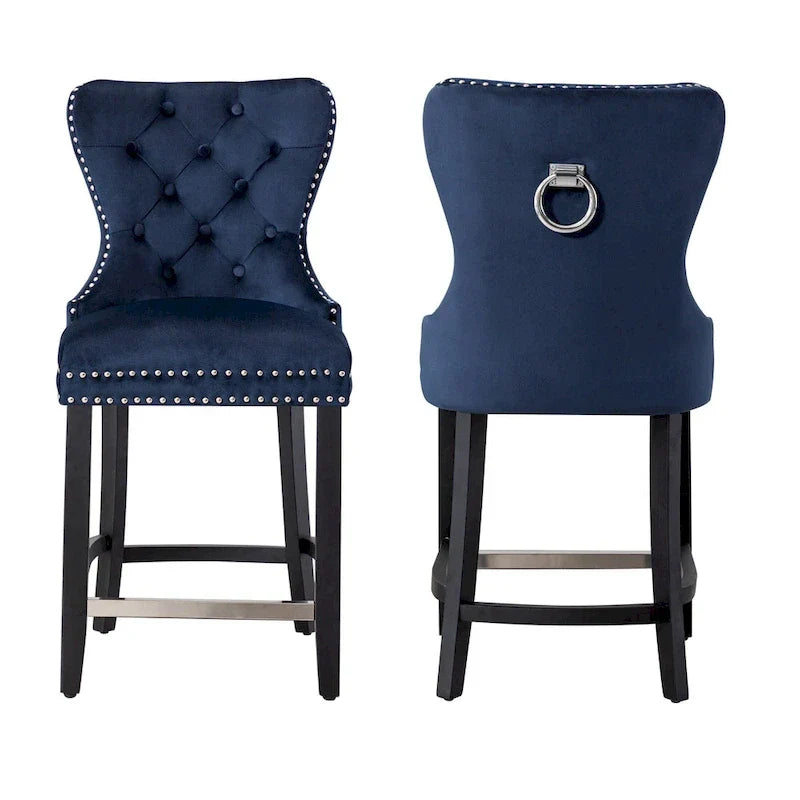 Carter 24 Tabouret de comptoir capitonné à dossier en aile et clous décoratifs (lot de 2)