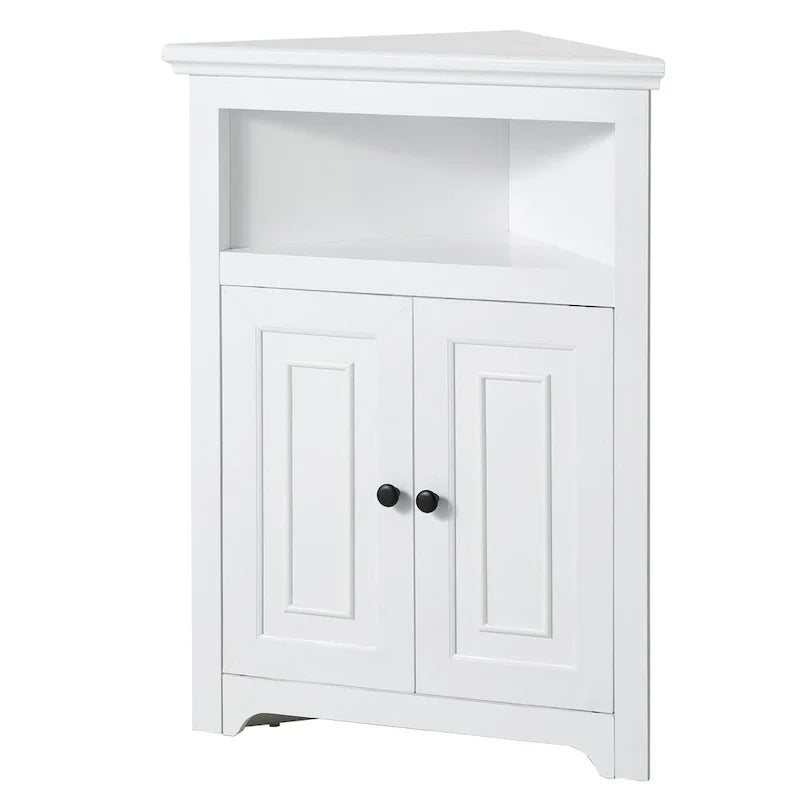Armoire d'angle 32 po avec 2 portes et étagères réglables pour rangement à la maison - 25,4 x 12,8 x 33,3 po