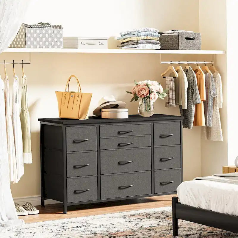 Commode de chambre avec 10 grands tiroirs pour meuble TV long 55 - 55 pouces