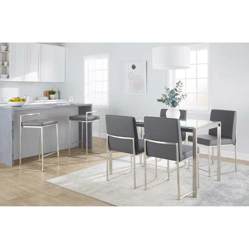 Silver Orchid Forrest Tabouret de comptoir empilable entièrement soudé en acier inoxydable (lot de 2)