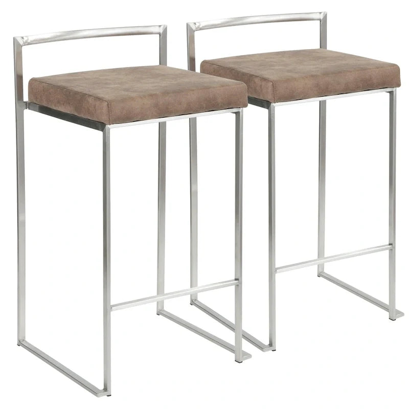 Silver Orchid Forrest Tabouret de comptoir empilable entièrement soudé en acier inoxydable (lot de 2)