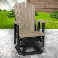 Fauteuil à bascule pivotant OS Home and Office Model Fan Back Glider en Weatherwood avec base noire