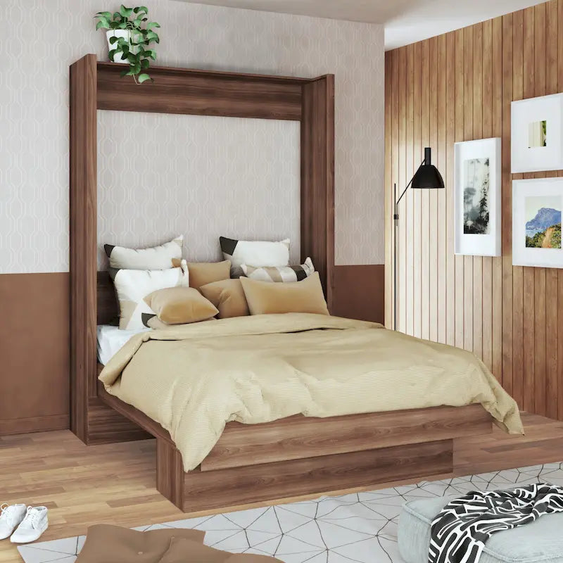 Oakland Living Easy Lift Lit escamotable contemporain Queen brésilien avec étagère