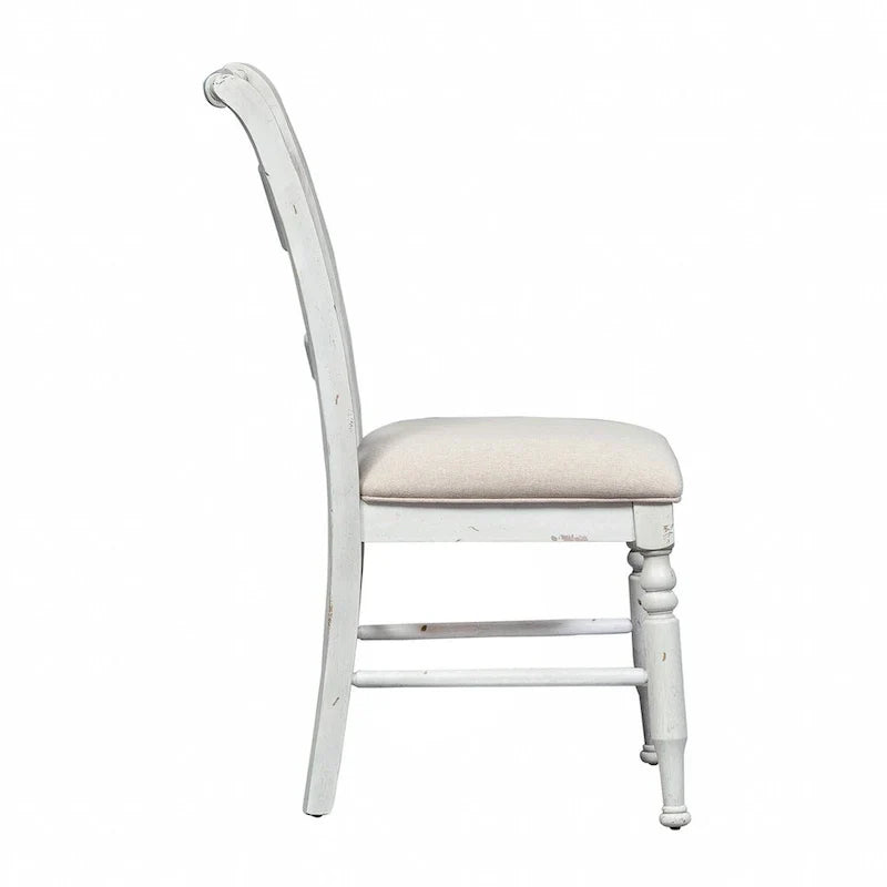 Whitney - Chaise en lin antique à dossier à lattes (lot de 2)