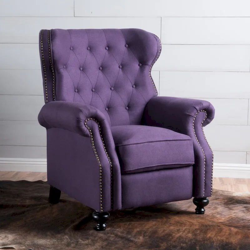 Walder Fauteuil inclinable en tissu capitonné à clous décoratifs par Christopher Knight Home