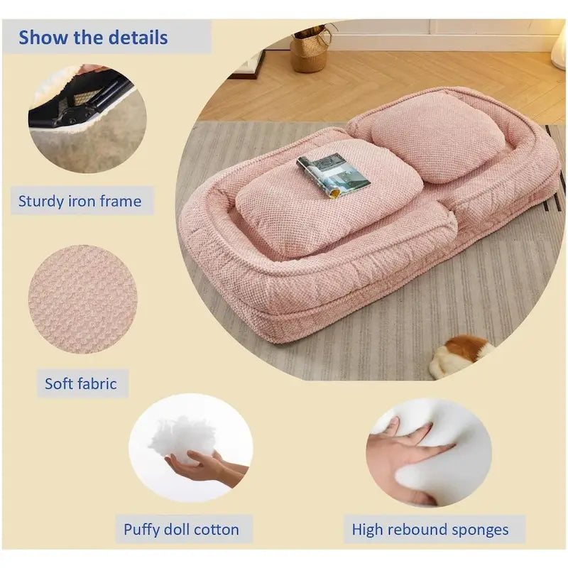 Canapé moelleux, 5 positions réglables, assise, sommeil, pliage, adapté à la chambre ou au salon