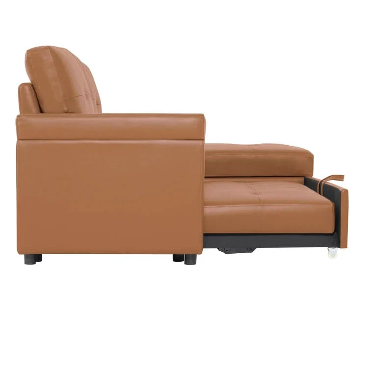 Canapé sectionnel réversible avec lit escamotable, méridienne de rangement dissimulée, pieds durables,