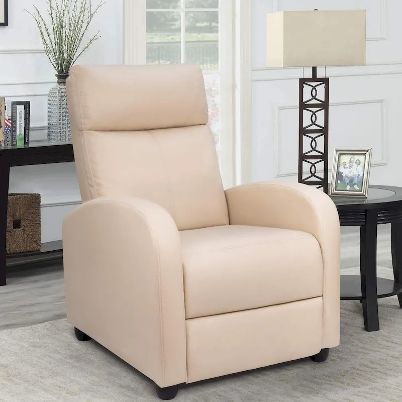 Fauteuil inclinable en simili cuir PU, marron / noir / gris / kaki / rouge / beige, simple