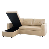 Canapé sectionnel convertible réversible avec lit escamotable, méridienne de rangement dissimulée et pieds durables