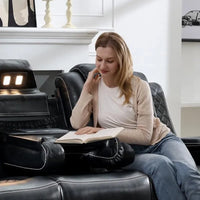 Canapé inclinable électrique avec chargeur sans fil, liseuse pour salon, lumière LED en similicuir, port AC/USB, porte-gobelet, noir