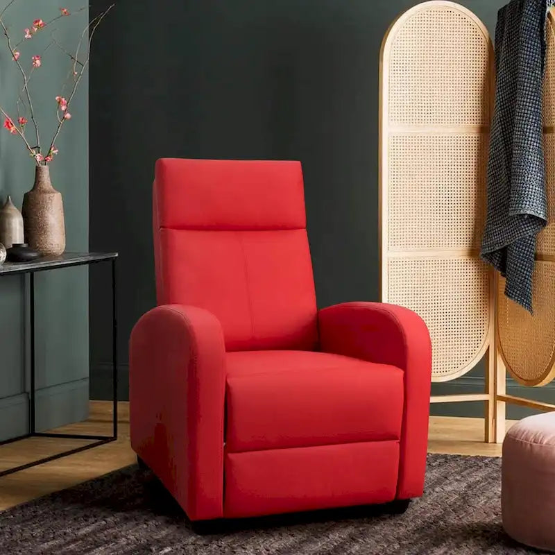 Fauteuil inclinable en simili cuir PU, marron / noir / gris / kaki / rouge / beige, simple